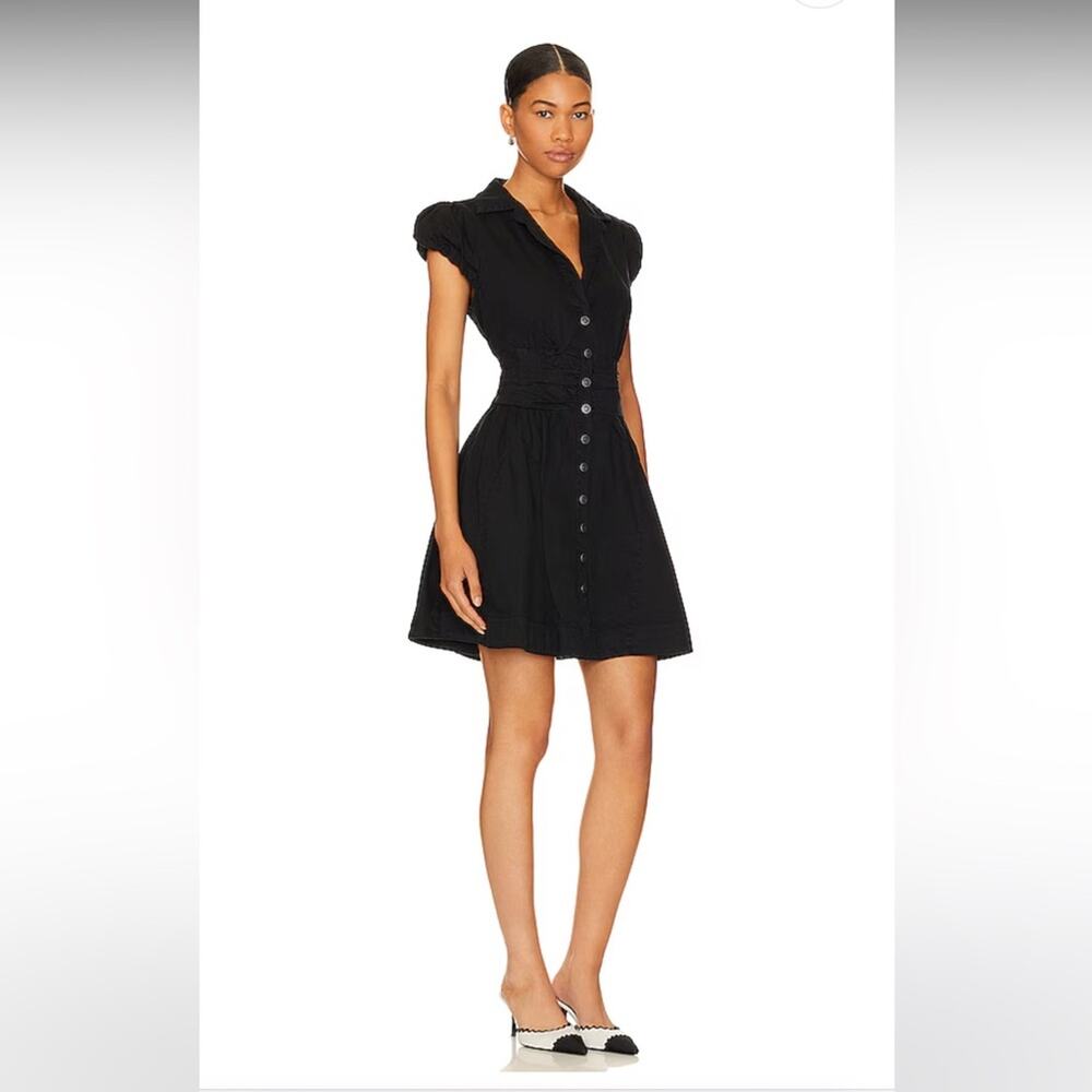 Free People FP Chester Denim Mini Dress in Black NEW XS